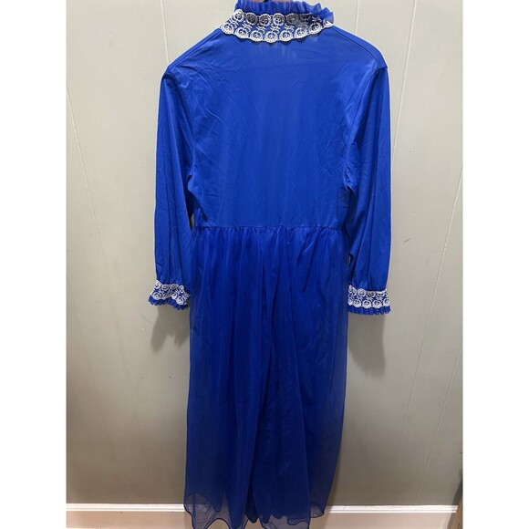 VTG 100% American Union Made ILGWU Embroidered Lace Ruffled Trim Romper Gown Med - Picture 9 of 10